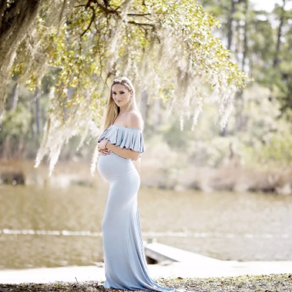 Maternity Womens Off Shoulder Maxi Dress Size L